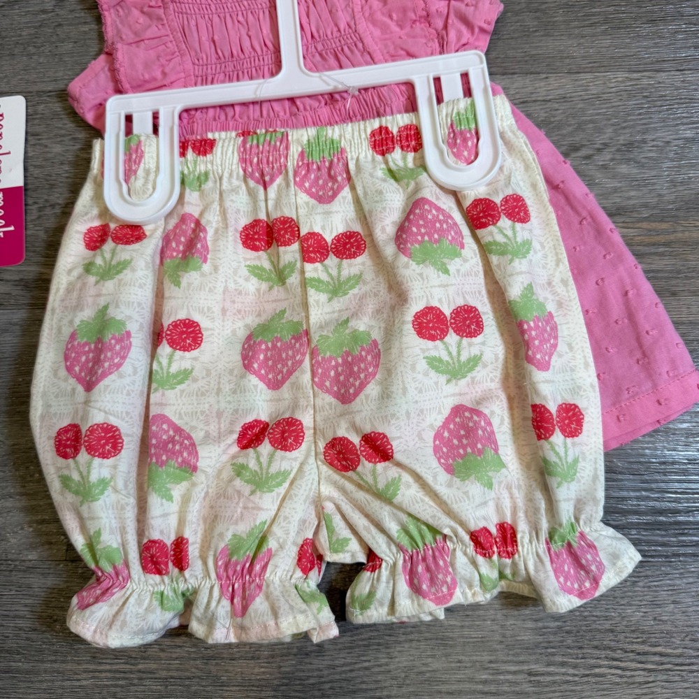 Penelope Mack Baby Girls Pink Smocked Dress Strawberry Bloomers Set 18M - Picture 5 of 6